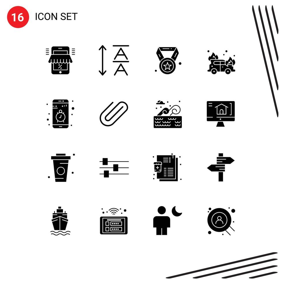 användare gränssnitt packa av 16 grundläggande fast glyfer av smartphone Kontakt tilldela app brand redigerbar vektor design element