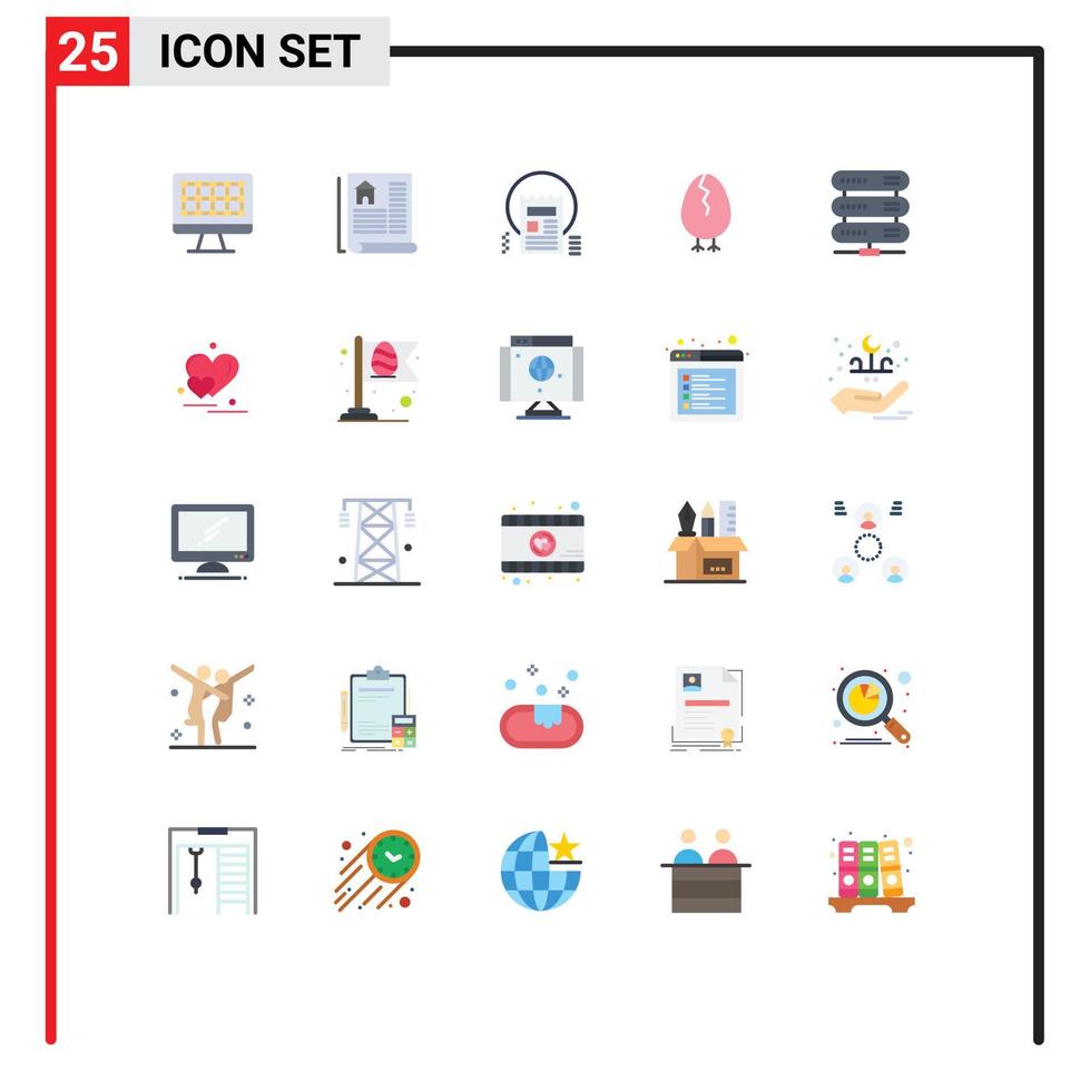 25 användare gränssnitt platt Färg packa av modern tecken och symboler av nätverk datoranvändning artikel Lycklig påsk redigerbar vektor design element