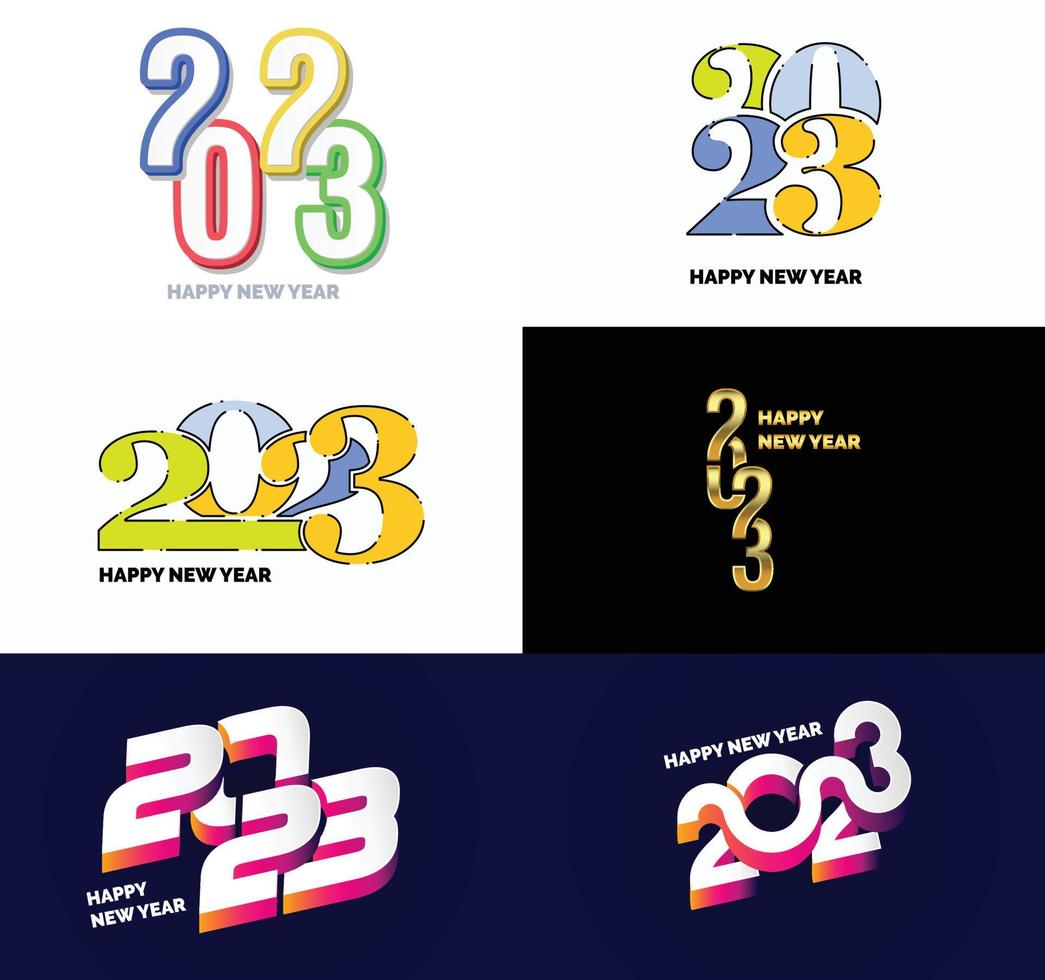 große reihe von 2023 frohes neues jahr logo text design 2023 zahlenentwurfsvorlage vektor