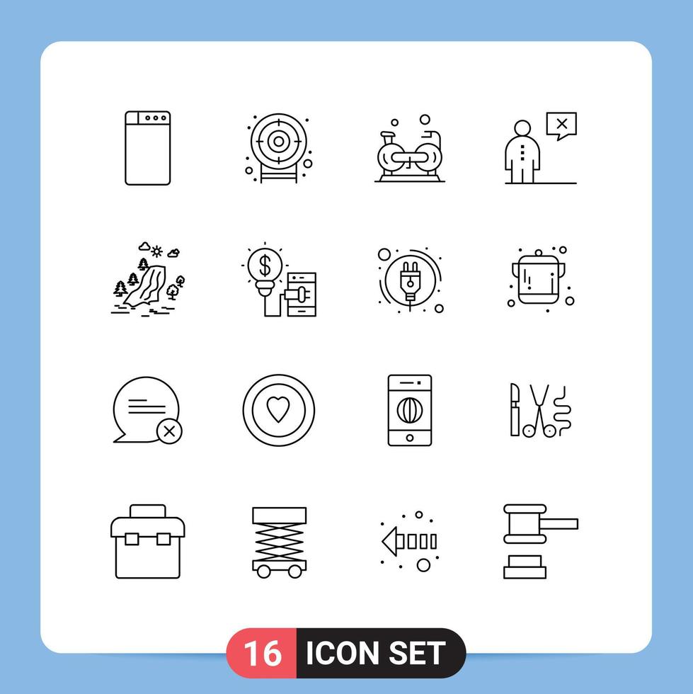 uppsättning av 16 modern ui ikoner symboler tecken för smärta vattenfall Gym förvaltning företags- redigerbar vektor design element