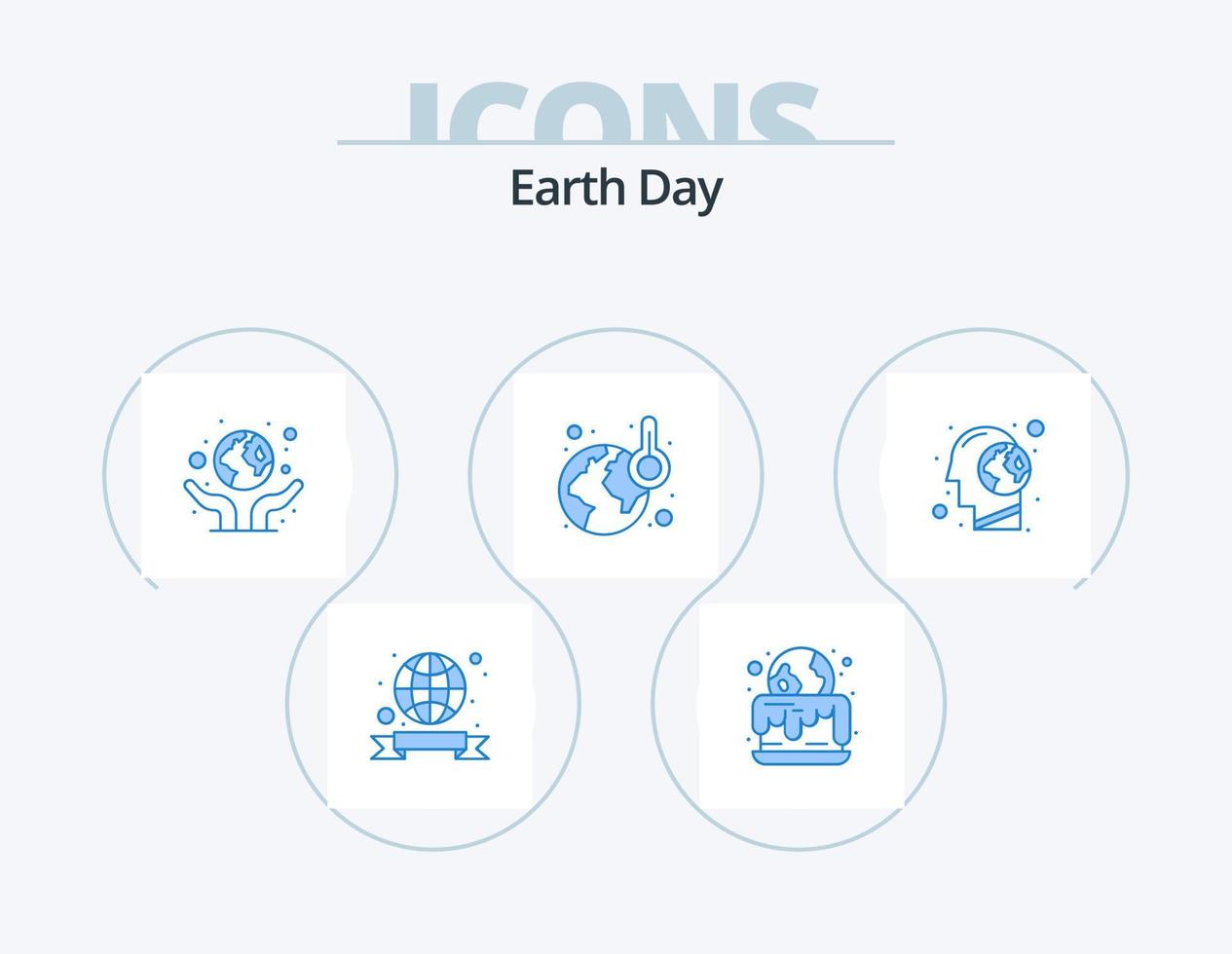 jord dag blå ikon packa 5 ikon design. mänsklig. hjärna. jorden. temperatur. global vektor