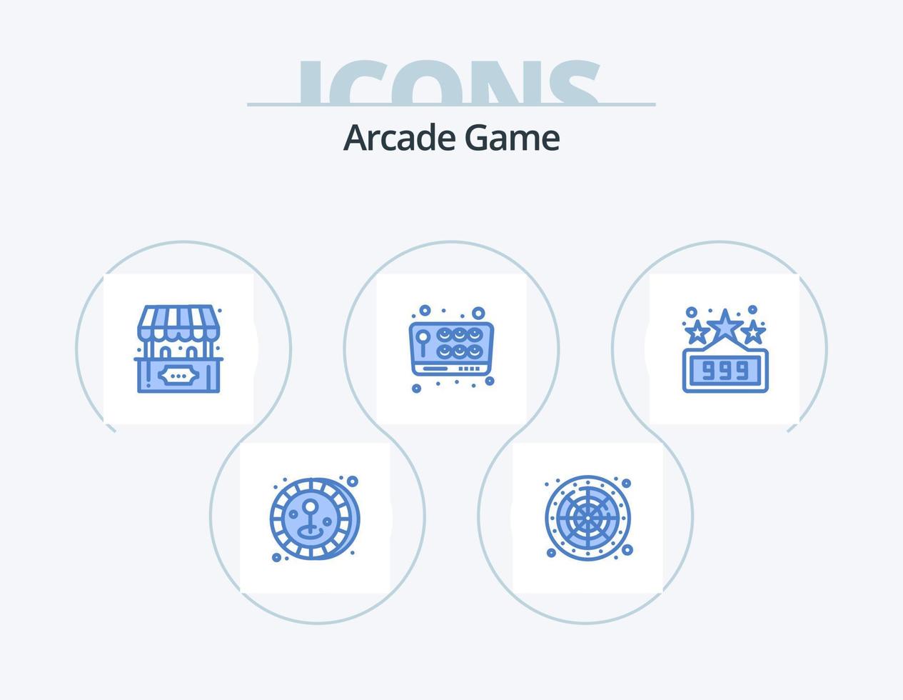 Arcade-Blau-Icon-Pack 5 Icon-Design. Spiel. Highscore. Spaß. Spaß. Spiel vektor