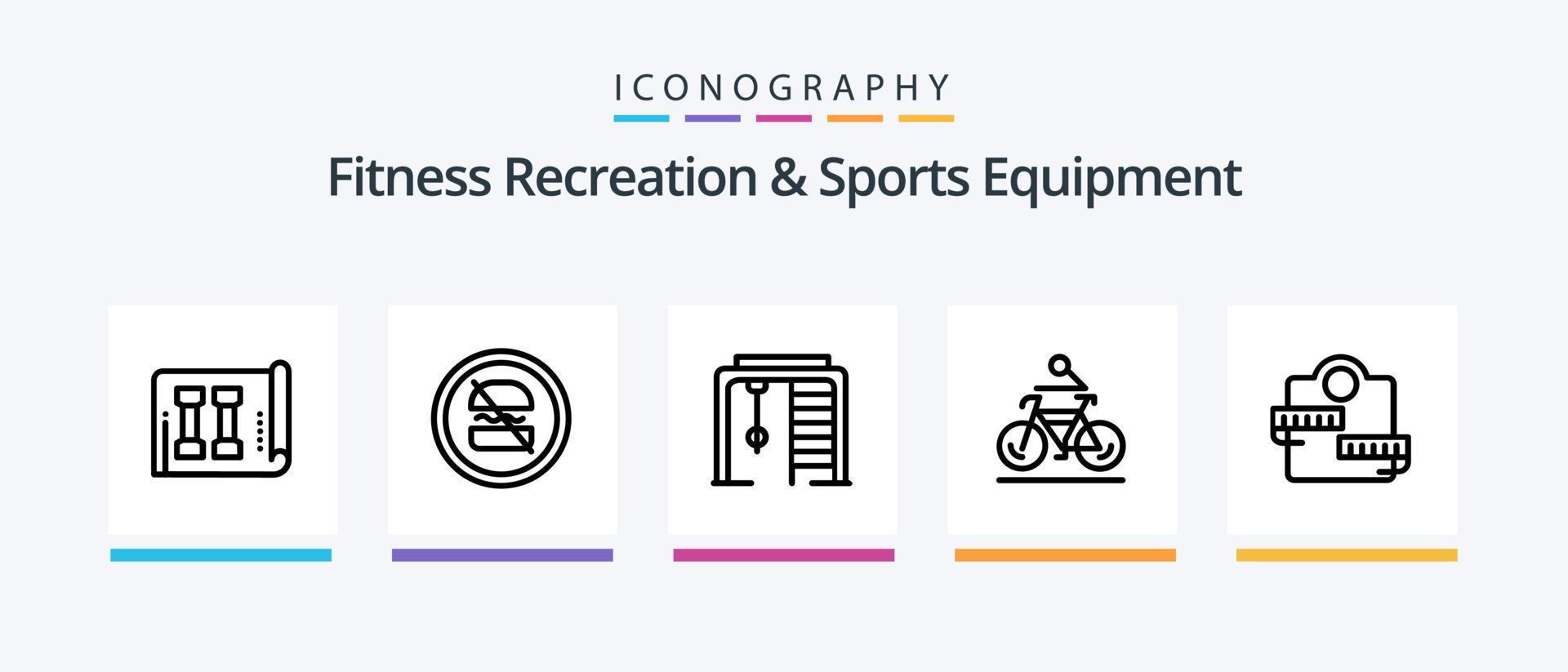 kondition rekreation och sporter Utrustning linje 5 ikon packa Inklusive Hoppar. aktivitet. skridsko styrelse. vikt. Utrustning. kreativ ikoner design vektor