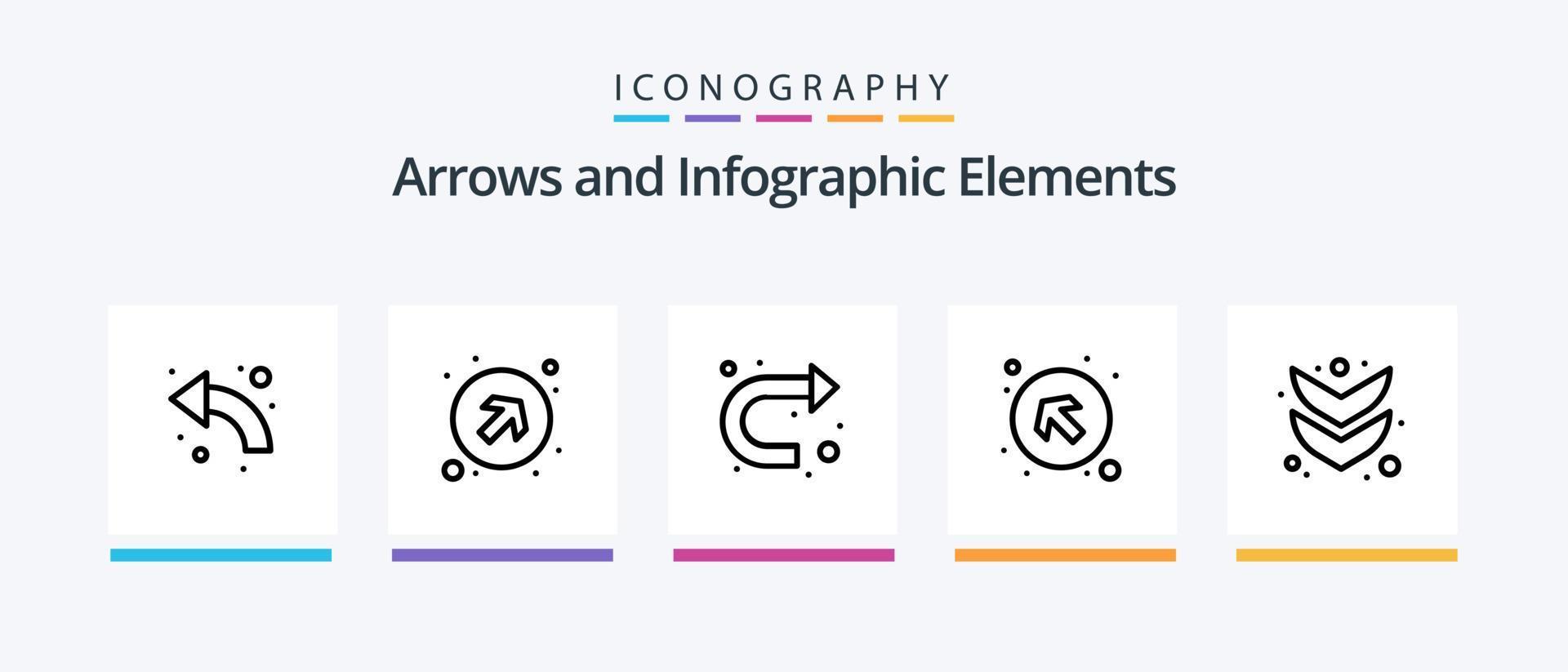 Pfeillinie 5 Icon Pack inklusive Links nach oben. Pfeile. Zeichen. Pfeil. runter. kreatives Symboldesign vektor