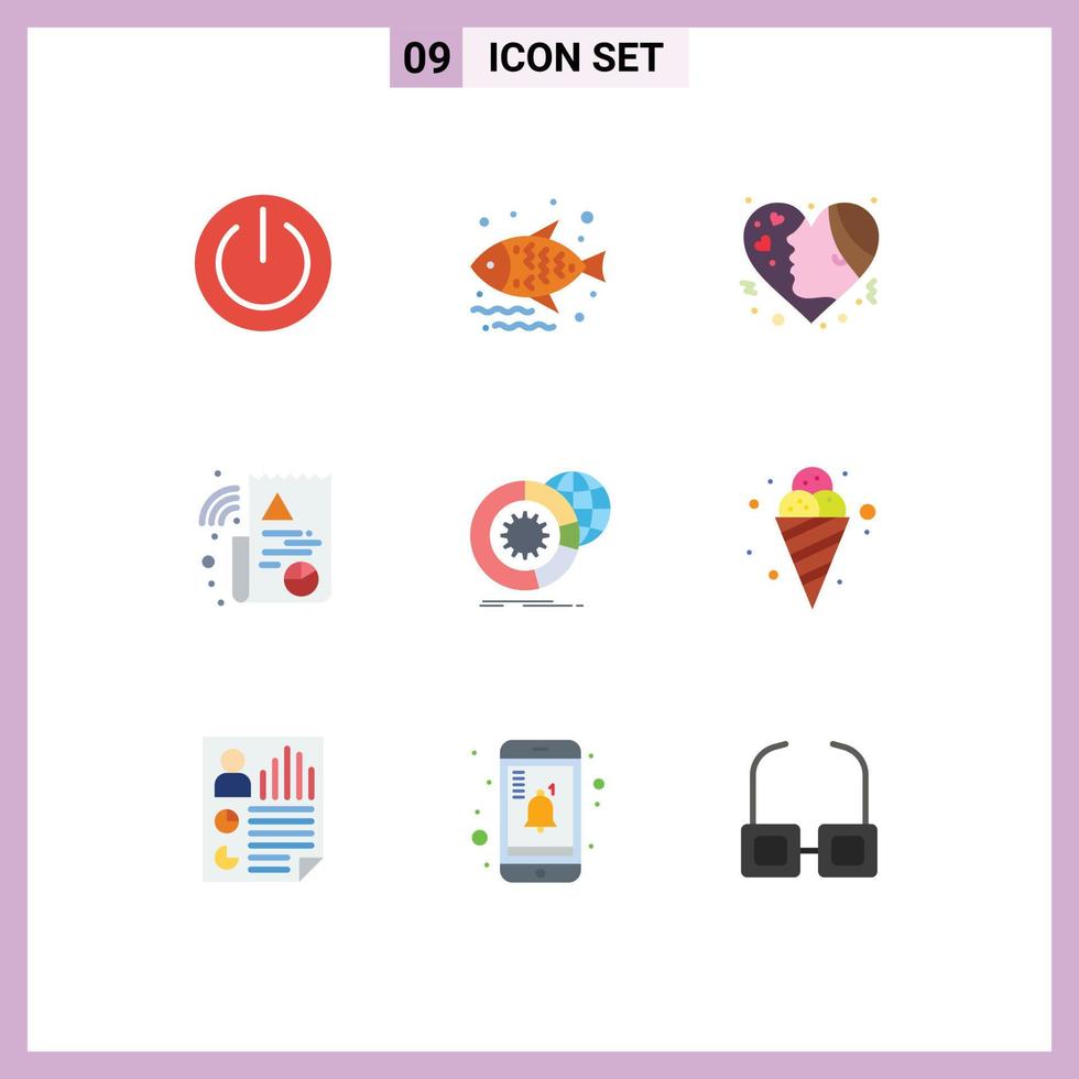 9 kreativ ikoner modern tecken och symboler av data Graf mataffär digital hjärtan redigerbar vektor design element