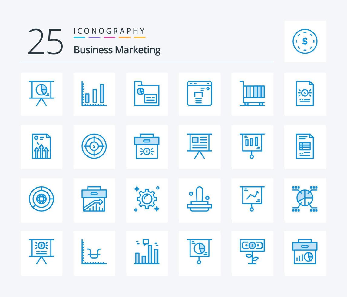 företag marknadsföring 25 blå Färg ikon packa Inklusive . finansiera. företag. uppgifter vektor