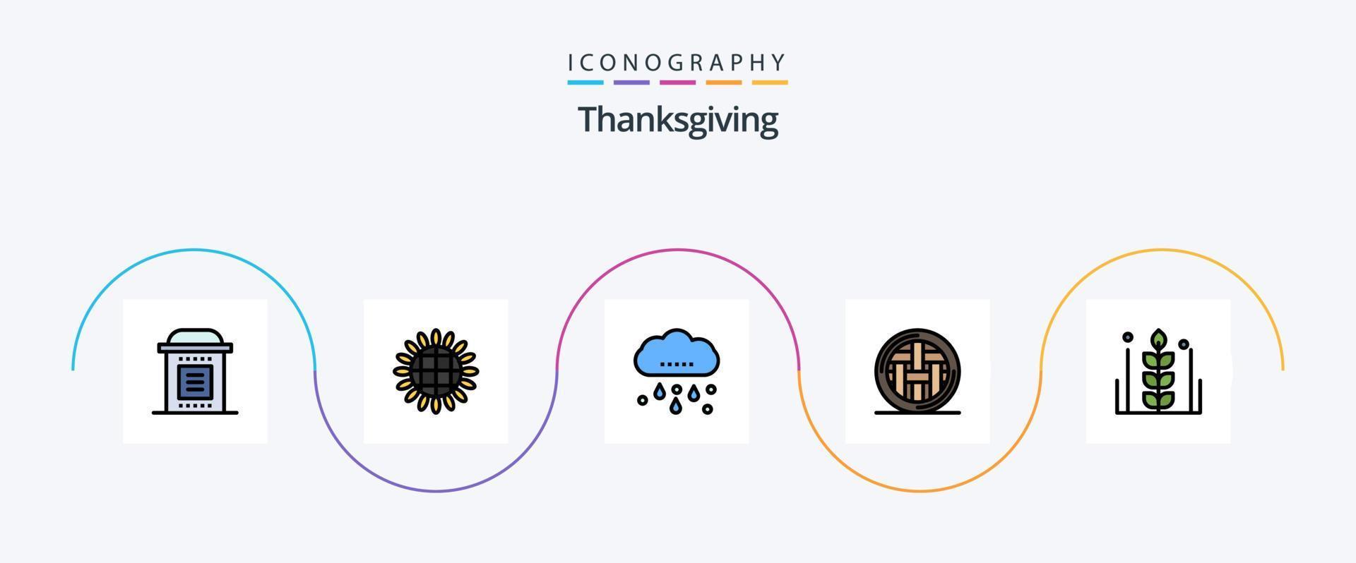 Thanksgiving Line gefüllt Flat 5 Icon Pack inklusive Thanksgiving. Urlaub. Gemüse. Essen. das Erntedankfest vektor