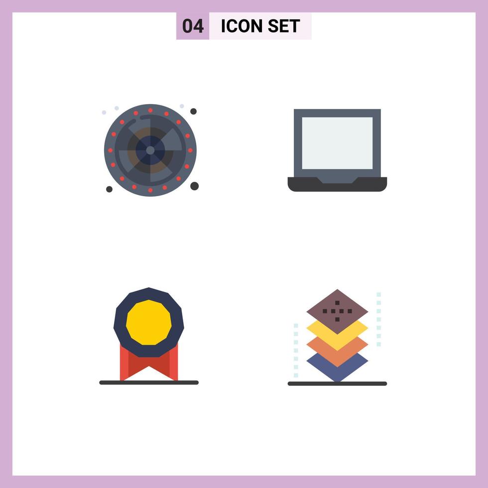 4 universell platt ikon tecken symboler av tur- bonus spela bärbar dator medalj redigerbar vektor design element