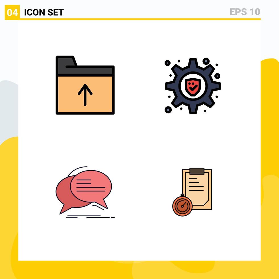piktogram uppsättning av 4 enkel fylld linje platt färger av dokumentera Tal låsa bubbla deadline redigerbar vektor design element