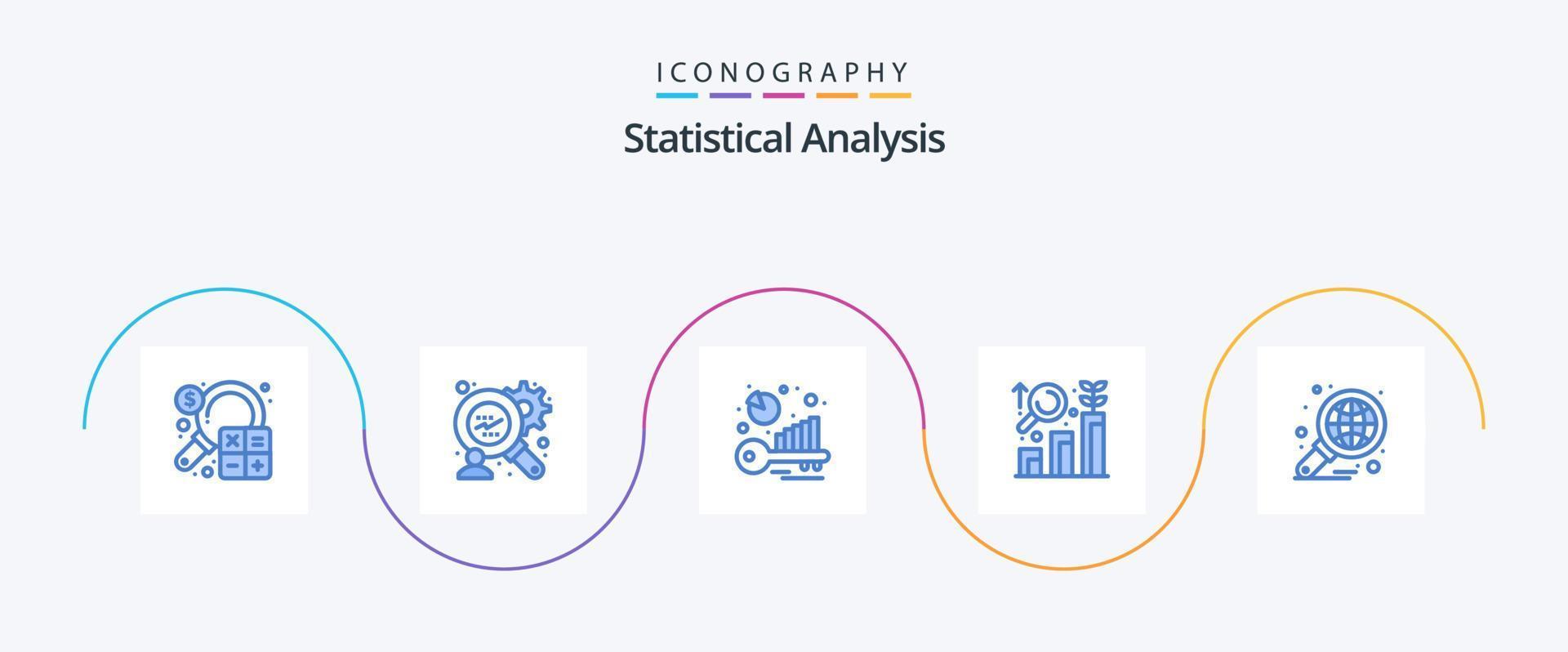 Statistische Analyse Blue 5 Icon Pack inklusive Global. Analyse. Benchmarking. Wachstum. Analyse vektor