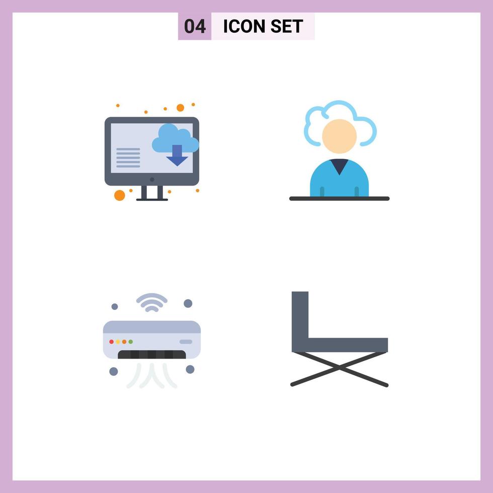 4 universell platt ikon tecken symboler av moln iot moln ac stol redigerbar vektor design element