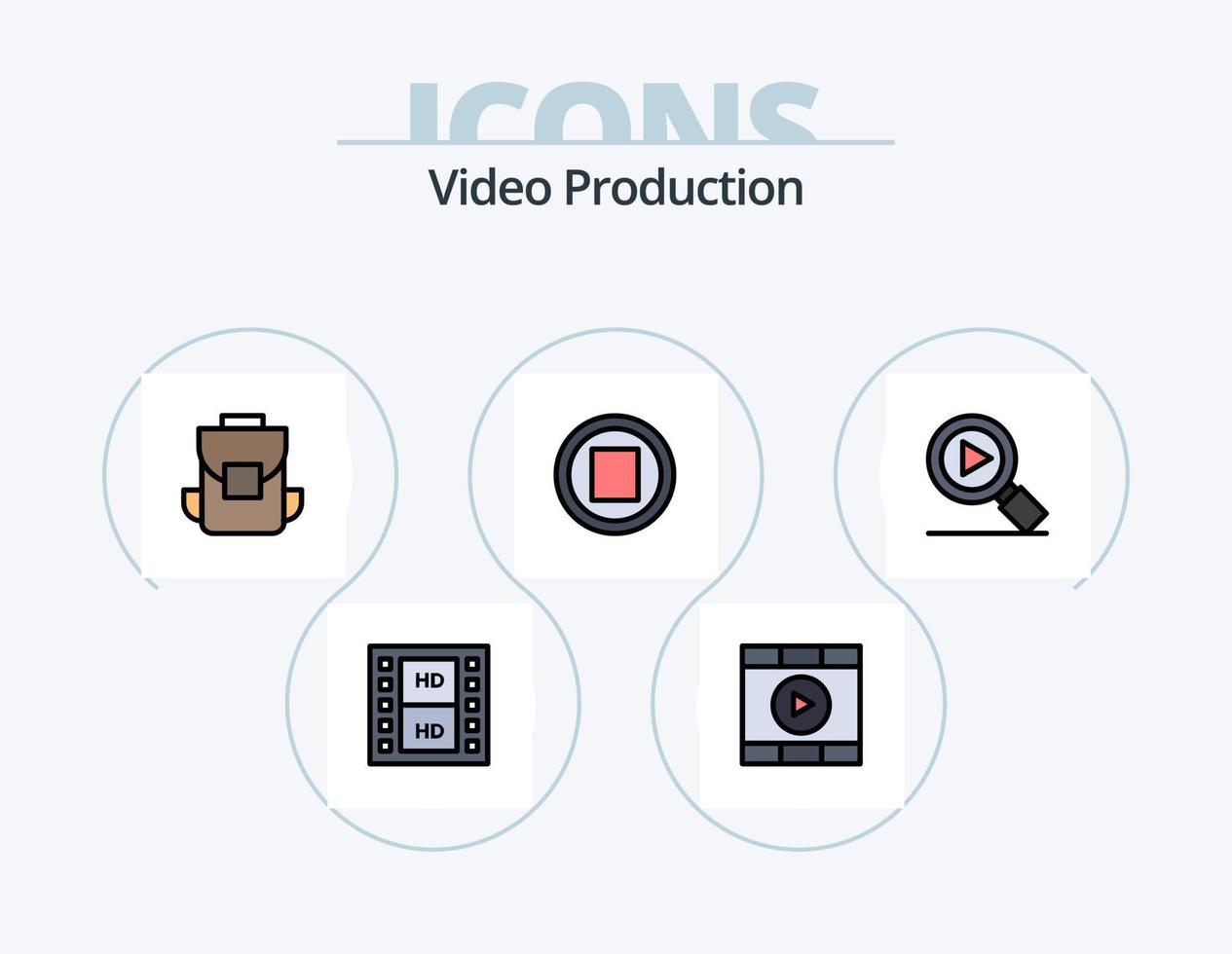 Video Produktionslinie gefüllt Icon Pack 5 Icon Design. Multimedia. Medien . multimedial . Film . sozialen Medien vektor