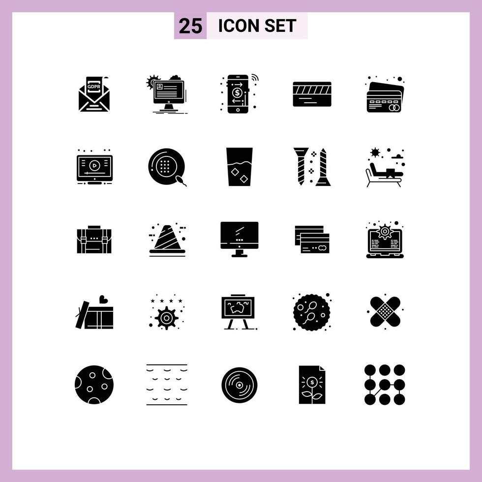 uppsättning av 25 modern ui ikoner symboler tecken för kreditera kort underjordisk redigera transport betalning redigerbar vektor design element