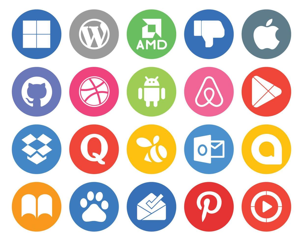 20 social media ikon packa Inklusive Google allo svärm android fråga Dropbox vektor