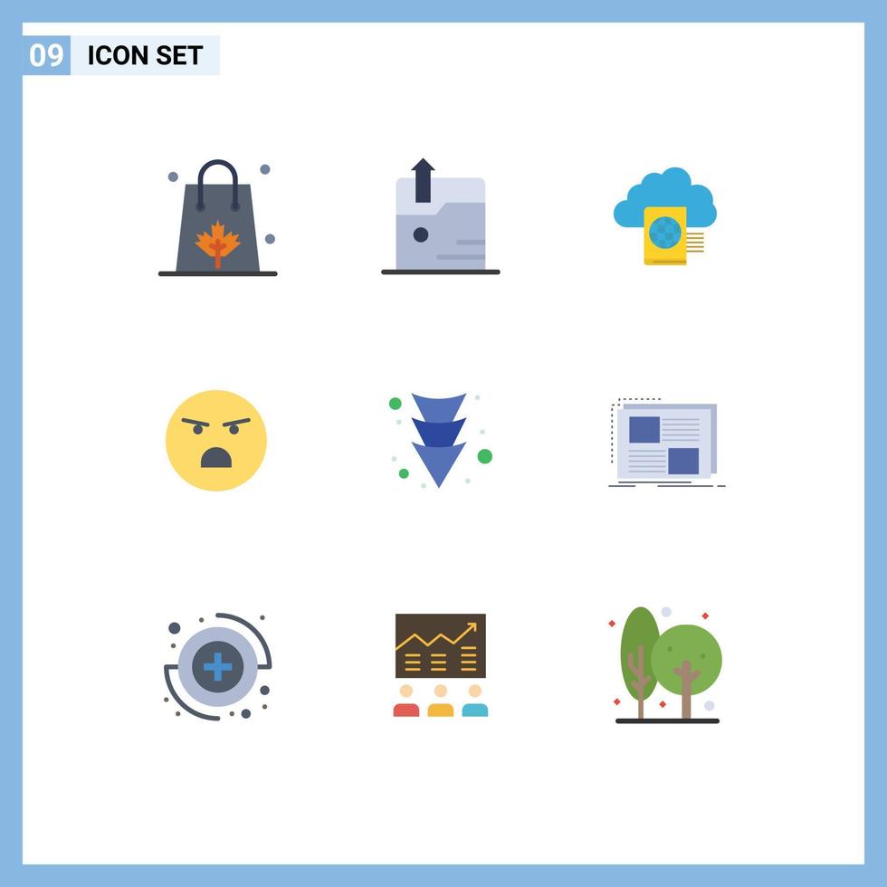 9 tematiska vektor platt färger och redigerbar symboler av ner känsla moln svag emoji redigerbar vektor design element