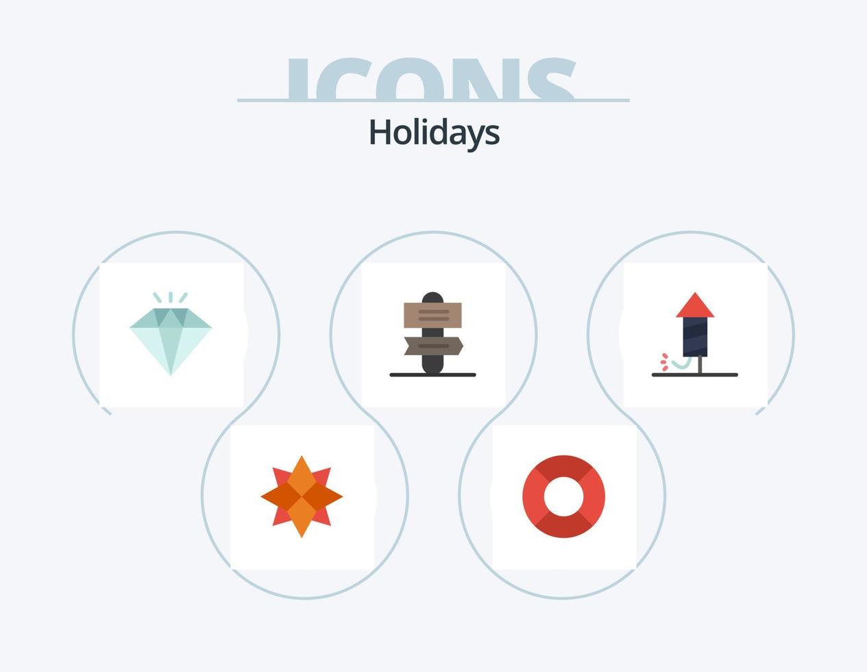 Urlaub flach Icon Pack 5 Icon Design. . Feuerwerk. Juwel. Festival. Zeichensystem vektor