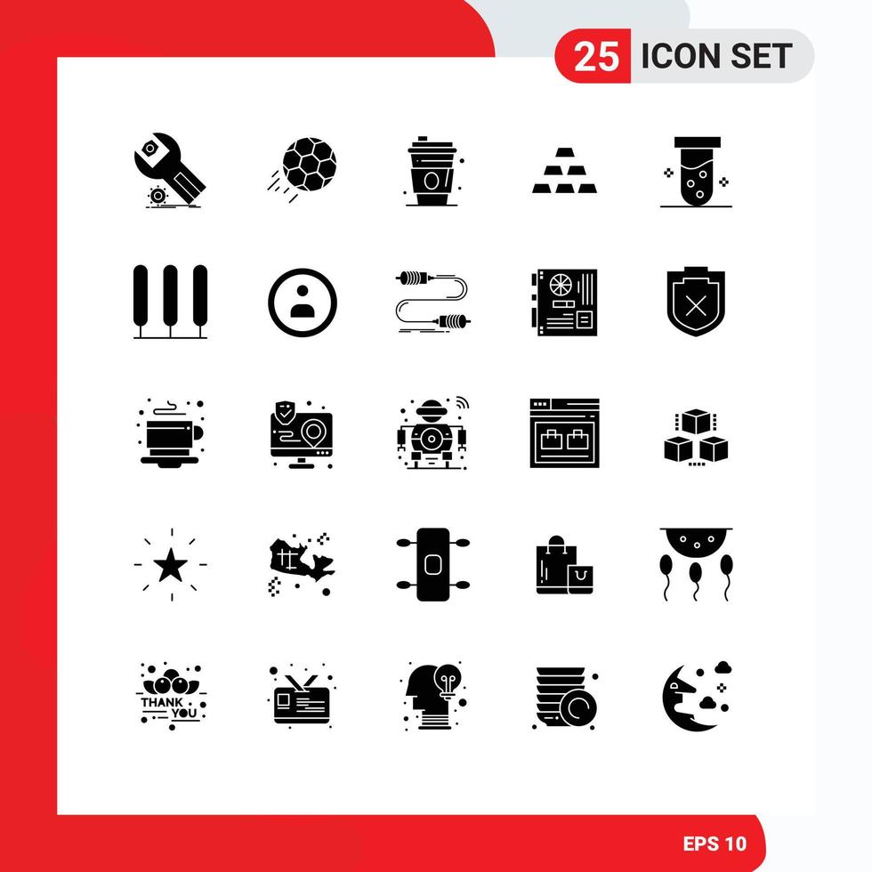 25 solides Glyphenpaket der Benutzeroberfläche mit modernen Zeichen und Symbolen von Stapel-Gold-Kick-Bricks-Saft editierbaren Vektordesign-Elementen vektor