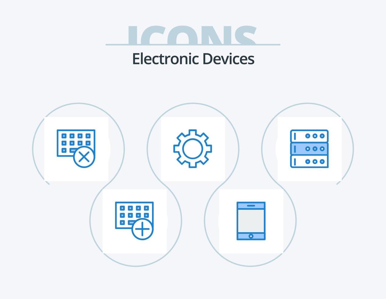 enheter blå ikon packa 5 ikon design. data. uppsättning. datorer. grej. tangentbord vektor