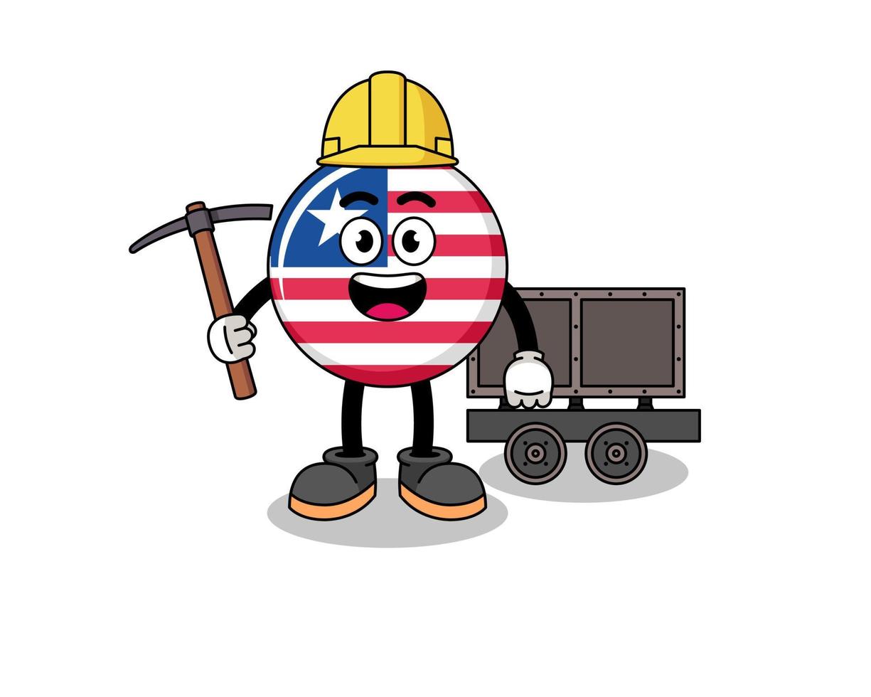 maskot illustration av Liberia flagga gruvarbetare vektor