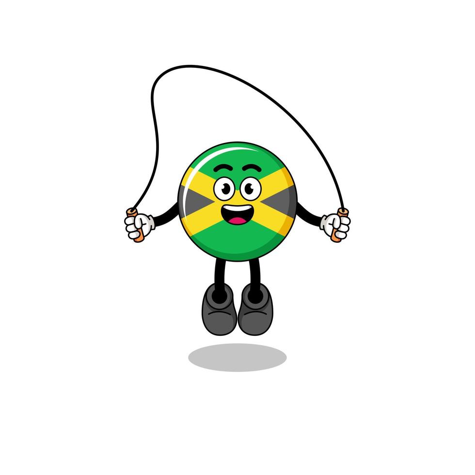 jamaica flagga maskot tecknad serie är spelar hoppa rep vektor