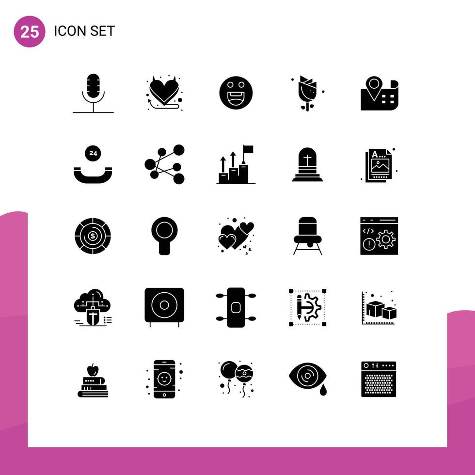 25 solides Glyphenpaket der Benutzeroberfläche mit modernen Zeichen und Symbolen der Standortkarte Emojis Urlaub Ostern editierbare Vektordesign-Elemente vektor