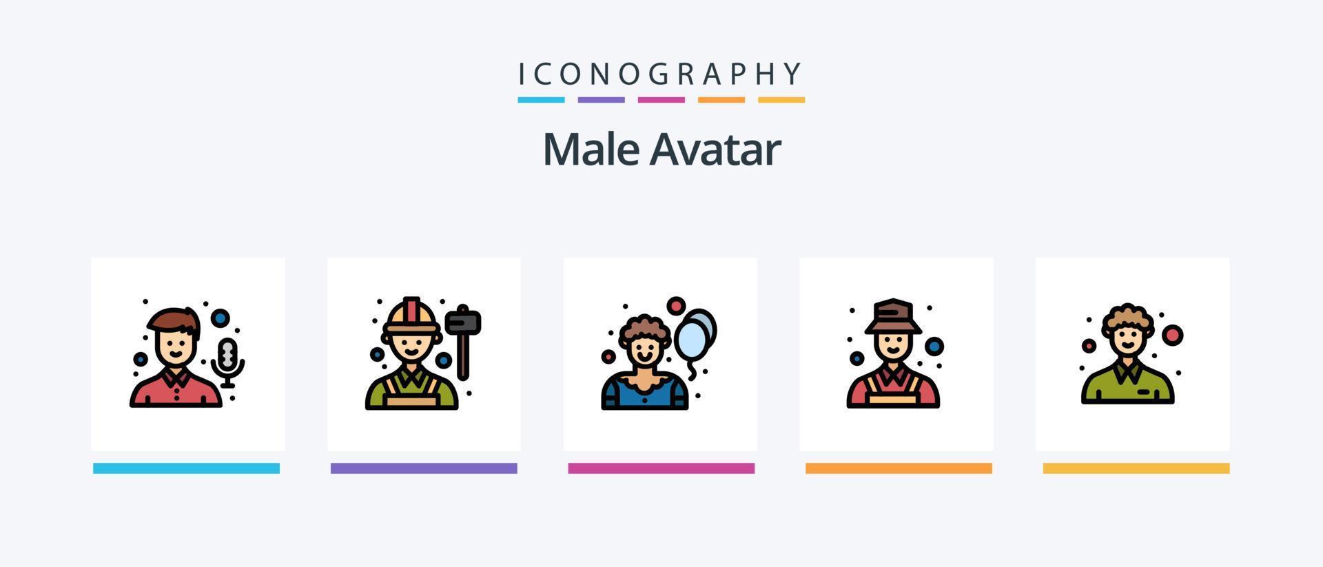 manlig avatar linje fylld 5 ikon packa Inklusive soldat. förare. gemenskap. man. kurir. kreativ ikoner design vektor