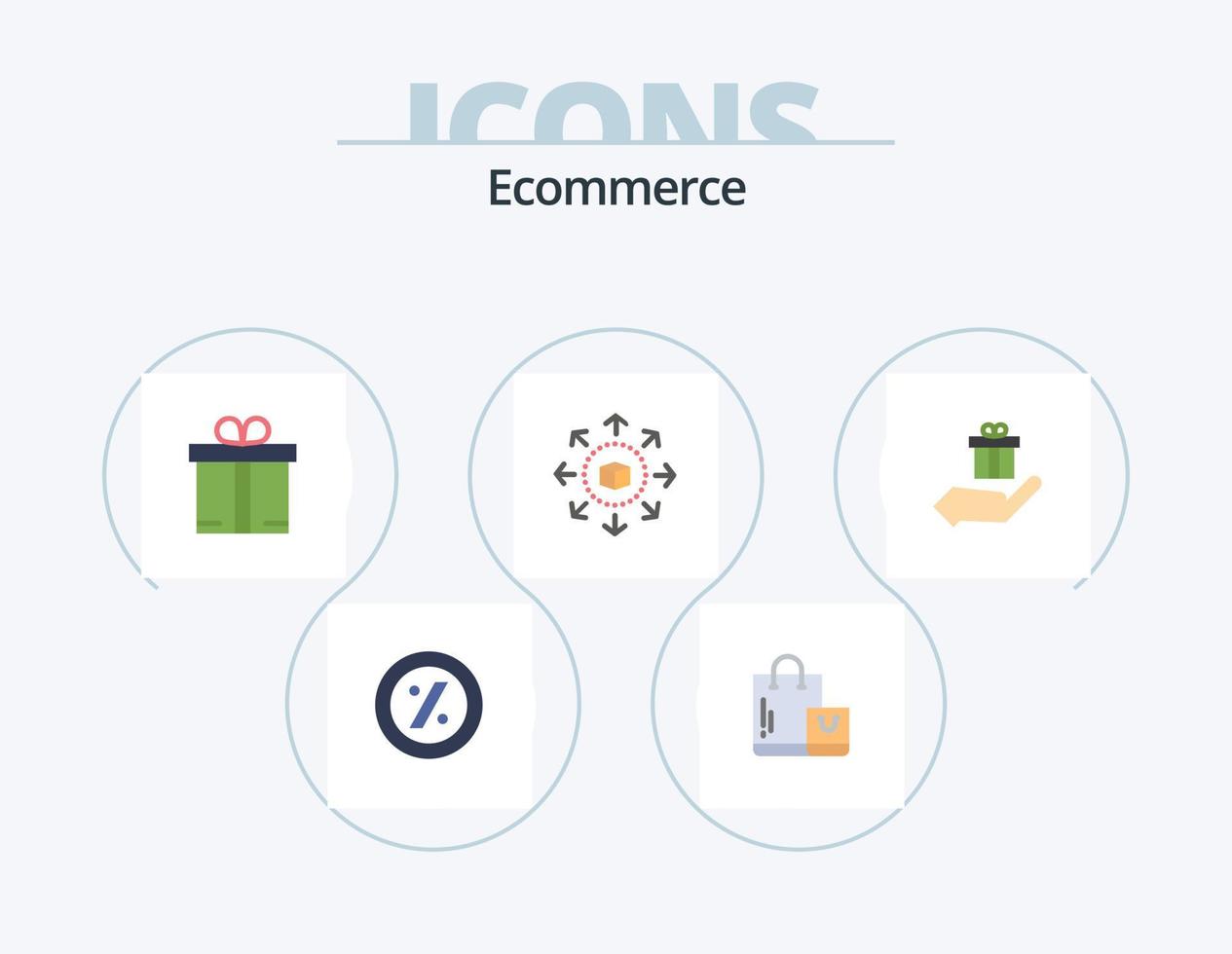 E-Commerce-Flachbild-Icon-Pack 5 Icon-Design. E-Commerce. Hand. E-Commerce. Geschenk. Einkaufen vektor