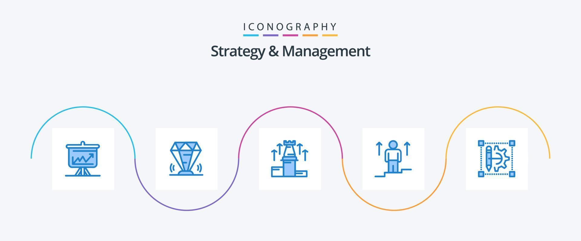 strategi och förvaltning blå 5 ikon packa Inklusive pil. användare. rubin. pil. fort vektor