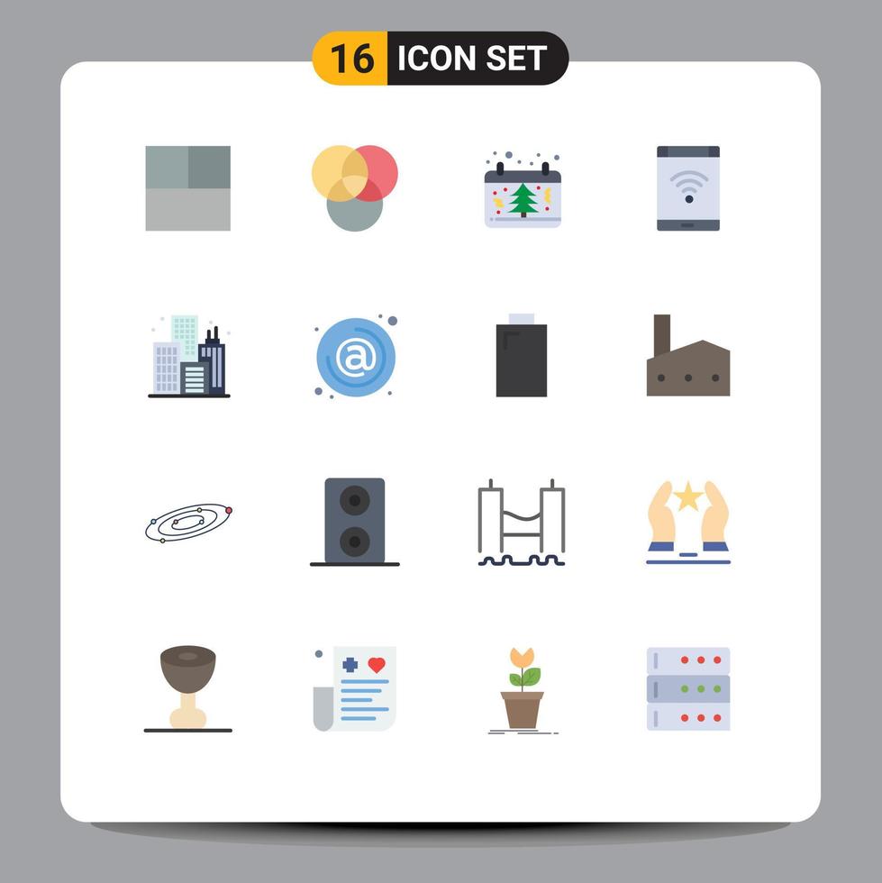 16 universell platt Färg tecken symboler av på byggnad förbindelse liv smartphone redigerbar packa av kreativ vektor design element