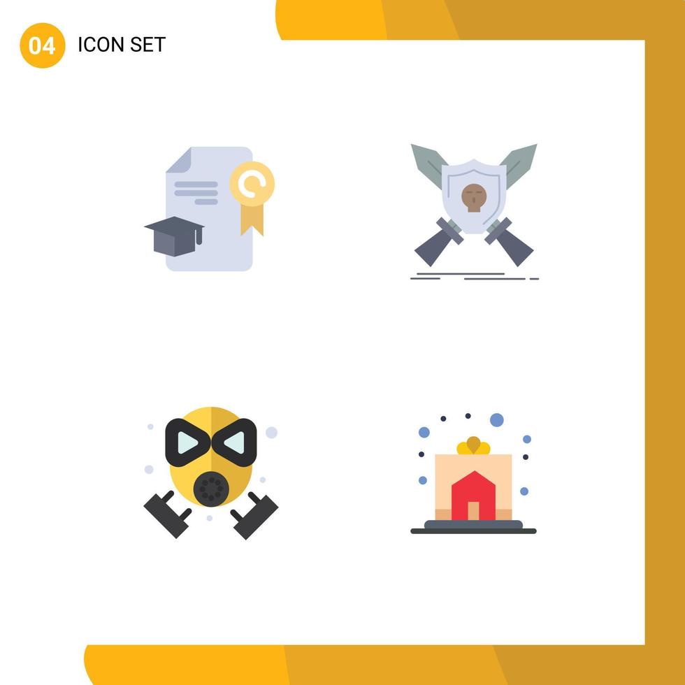 Stock Vector Icon Pack mit 4 Zeilenzeichen und Symbolen für die Cap Fire Award Game Mask editierbare Vektordesign-Elemente