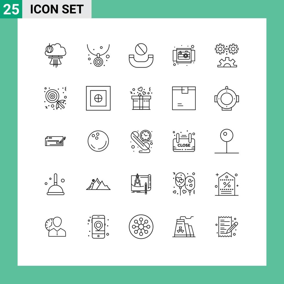 25 kreativ ikoner modern tecken och symboler av applicerad vetenskap produkt halsband e-handel kamera redigerbar vektor design element