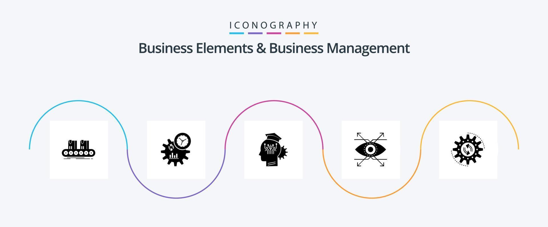 företag element och företag managment glyf 5 ikon packa Inklusive syn. öga. bearbeta. företag. smart vektor
