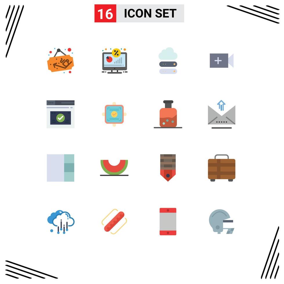 16 flaches Farbkonzept für mobile Websites und Apps Sicherer ui-Bildschirm Kameraspeicher bearbeitbares Paket kreativer Vektordesignelemente vektor