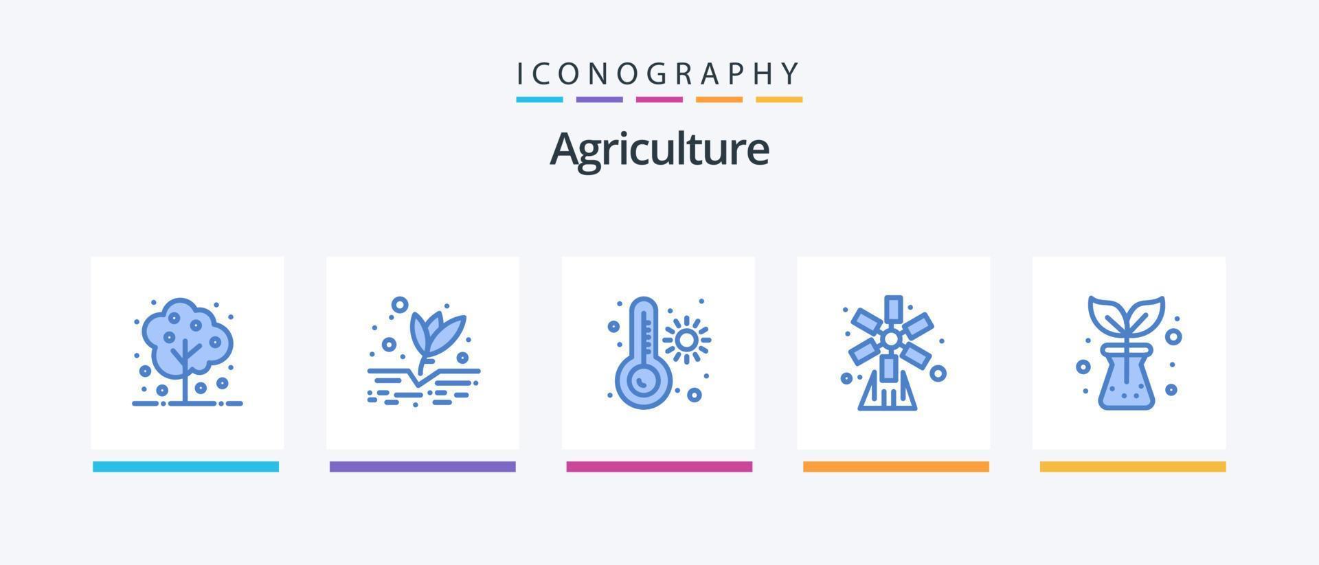 lantbruk blå 5 ikon packa Inklusive natur. väderkvarn. meter. natur. jordbruk. kreativ ikoner design vektor