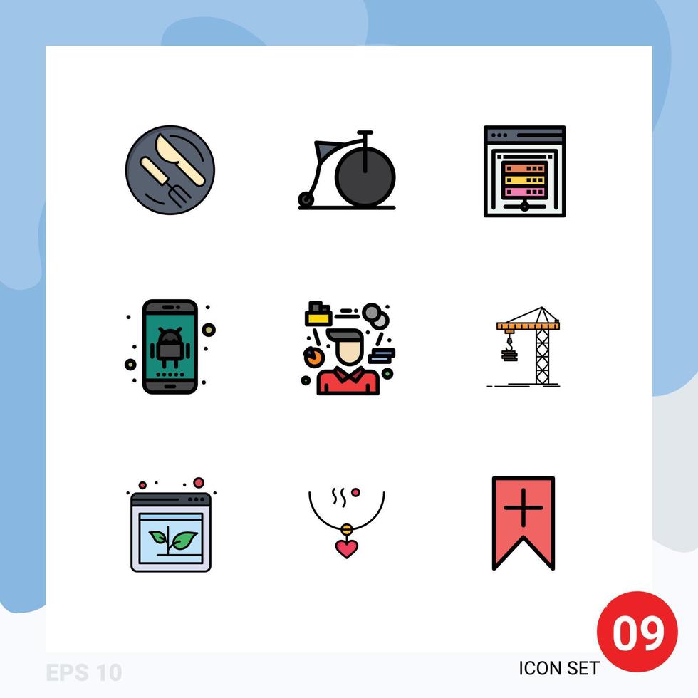 9 kreative Symbole moderne Zeichen und Symbole der Person Telefon Computer Server App Android editierbare Vektordesign-Elemente vektor