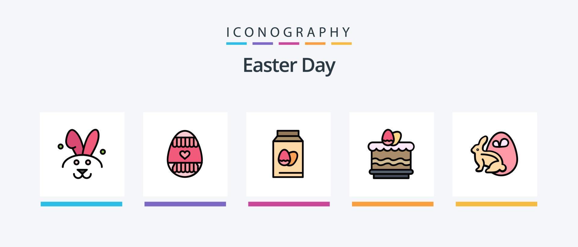 påsk linje fylld 5 ikon packa Inklusive . högtider. kyrka. Semester. påsk ägg. kreativ ikoner design vektor