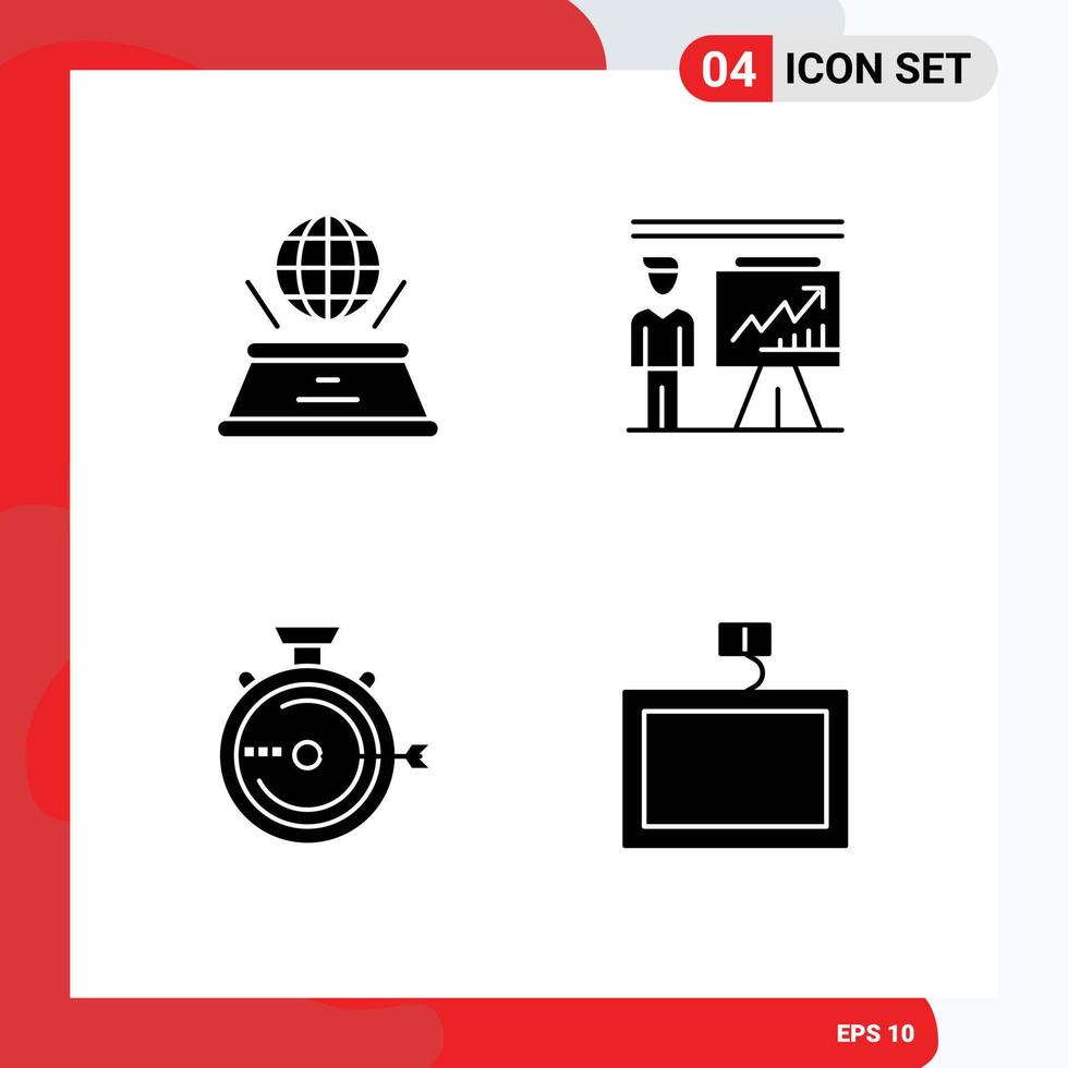 4 kreativ ikoner modern tecken och symboler av värld lansera presentation presentation optimering redigerbar vektor design element