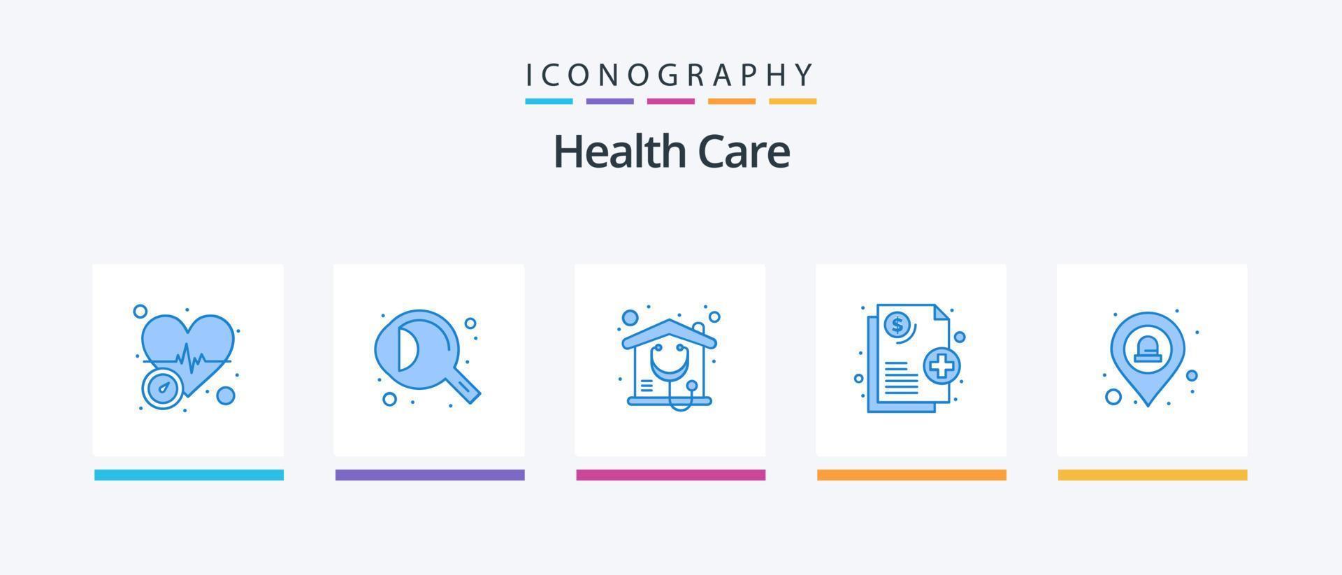 hälsa vård blå 5 ikon packa Inklusive nödsituation. Hem. medicinsk. hälsa. kreativ ikoner design vektor