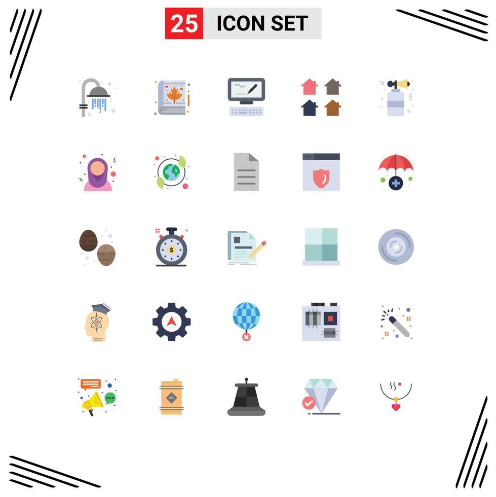 universell ikon symboler grupp av 25 modern platt färger av natt horn tangentbord verklig hus redigerbar vektor design element