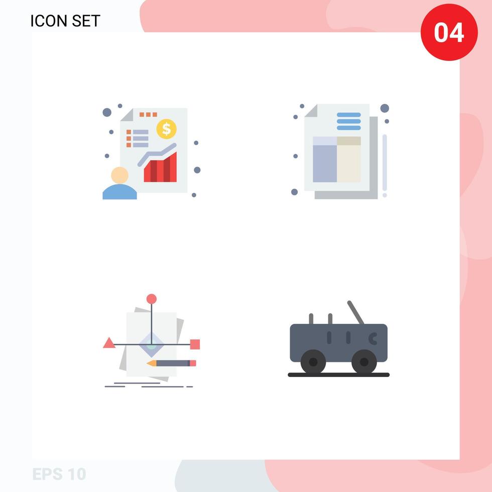 stock vektor ikon packa av 4 linje tecken och symboler för Diagram förutsägelse vinst faktura planen redigerbar vektor design element