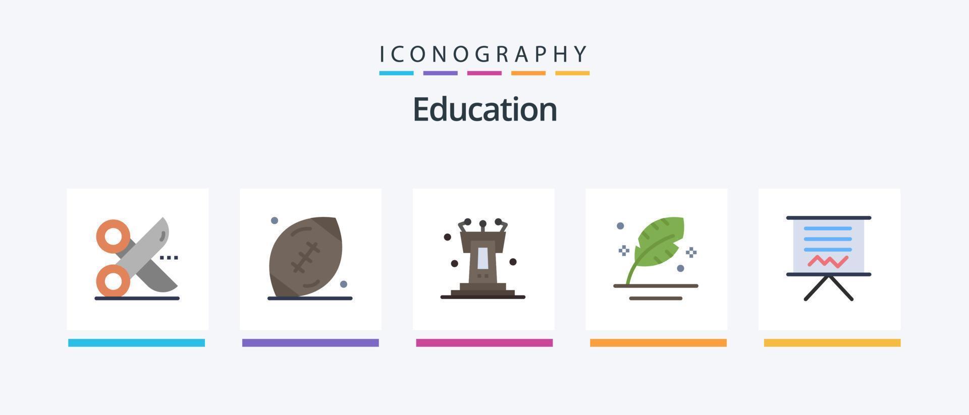 Education Flat 5 Icon Pack inklusive Feder. Tinte. Spiel. Feder. Rede. kreatives Symboldesign vektor