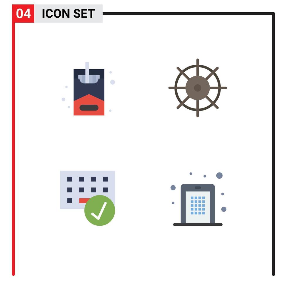 piktogram uppsättning av 4 enkel platt ikoner av rök grej kontrollera datorer tillgång redigerbar vektor design element