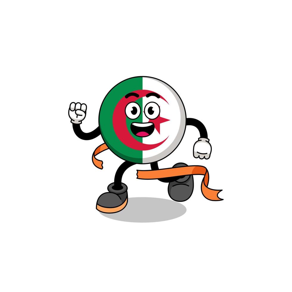 maskot tecknad serie av algeriet flagga löpning på Avsluta linje vektor