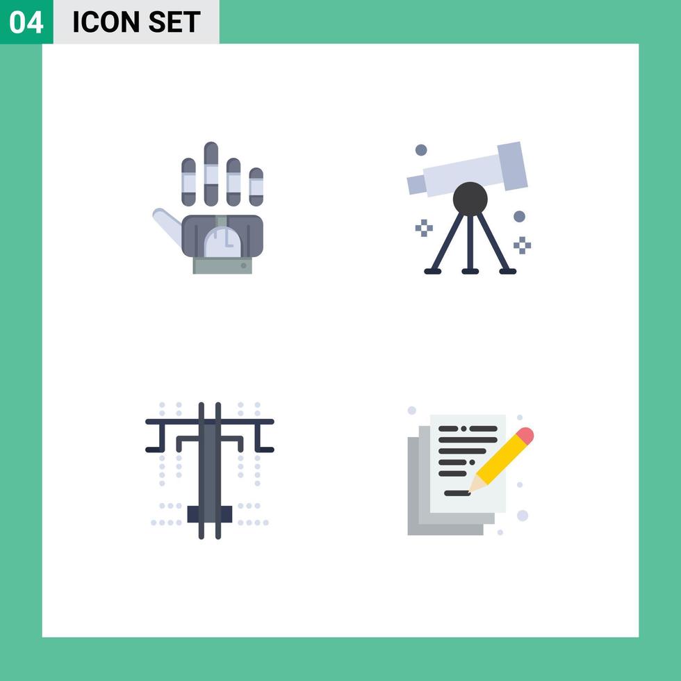 uppsättning av 4 kommersiell platt ikoner packa för spårning kreativ teknologi forskning typ redigerbar vektor design element