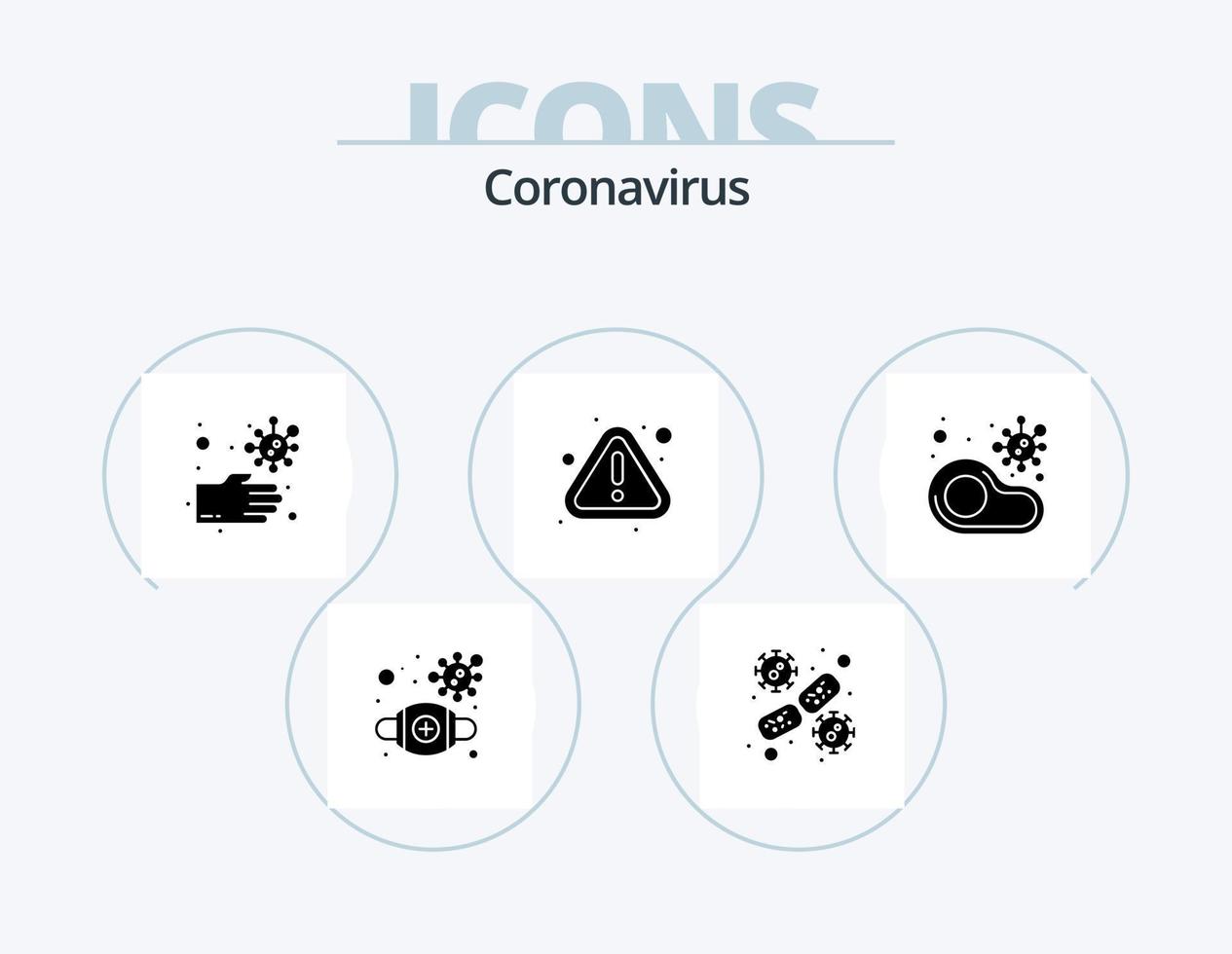 coronavirus glyf ikon packa 5 ikon design. infekterad. varning. blod cell. lägga märke till. ohälsosam vektor