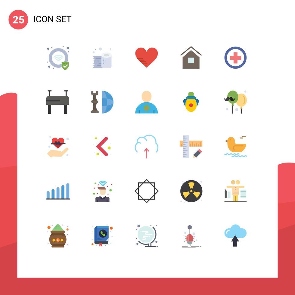 Stock Vector Icon Pack mit 25 Zeilen Zeichen und Symbolen für medizinische Shack Love Hütte nach Hause editierbare Vektordesign-Elemente