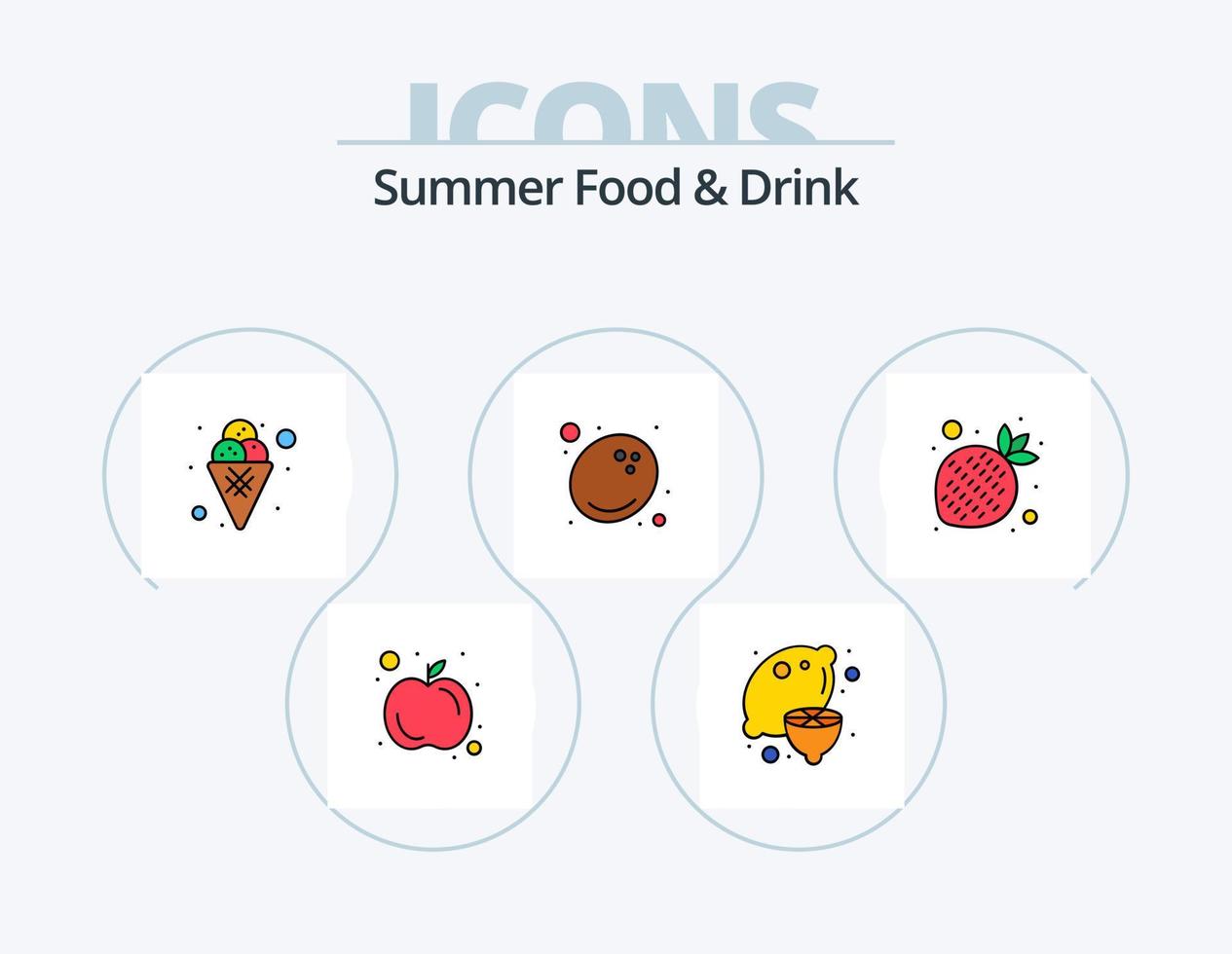 sommer essen und trinken linie gefüllt icon pack 5 icon design. Essen. Beere. frisch. Saft. Zitrone vektor