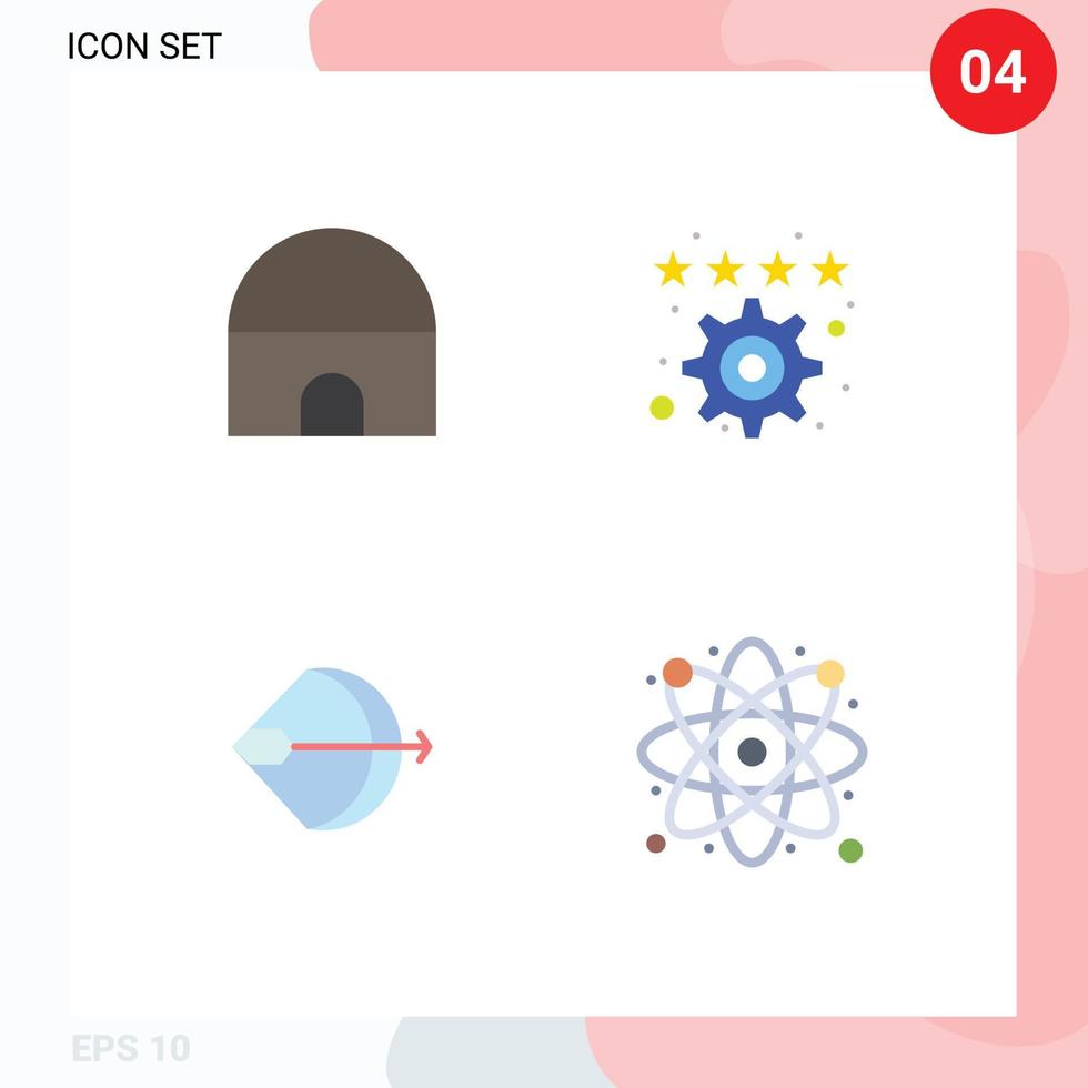 4 universell platt ikoner uppsättning för webb och mobil tillämpningar byggnad bågskytte moské preferens rosett redigerbar vektor design element