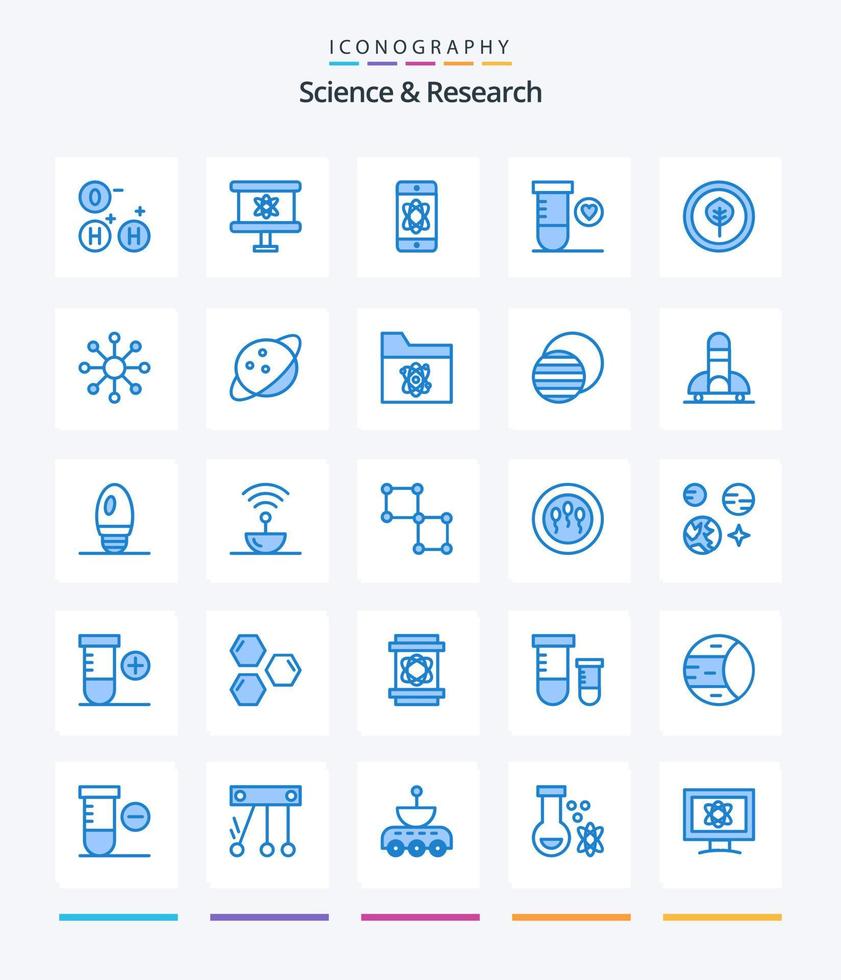 kreativ vetenskap 25 blå ikon packa sådan som nätverk. biologisk. vetenskap. bio. vetenskap vektor