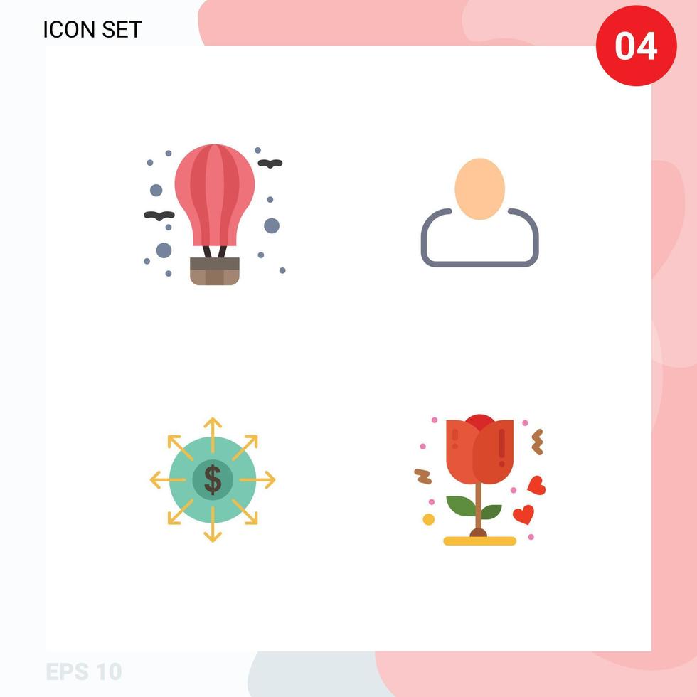 grupp av 4 modern platt ikoner uppsättning för luft bank varm man kontanter redigerbar vektor design element